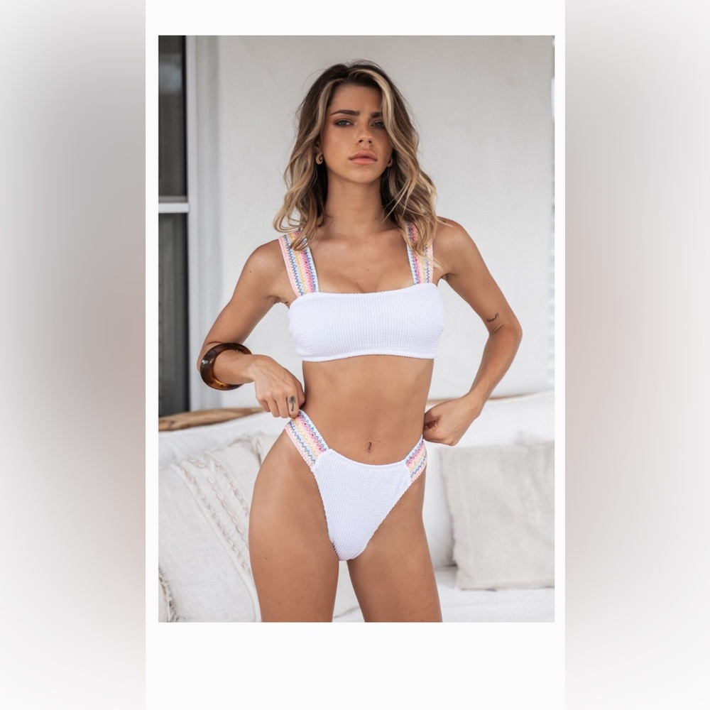 NWT Cupshe Rainbow Stitch Bralette & High-Cut Bikini Set
